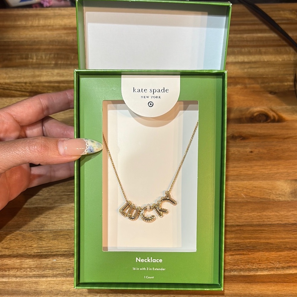 Kate Spade Gold Necklace with 'Lucky' Pendant